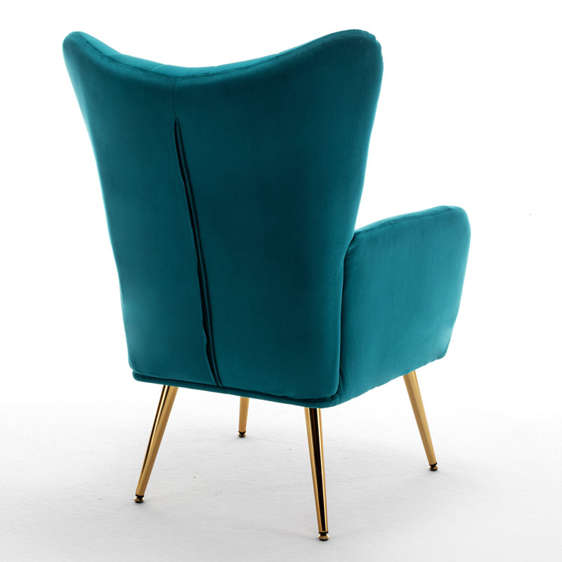 Agne Velvet Wingback Chair, Green Velvet