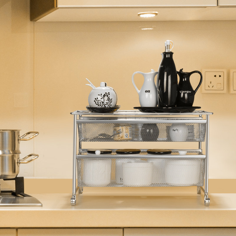 2-Tier Drawer Style Storage Shelf