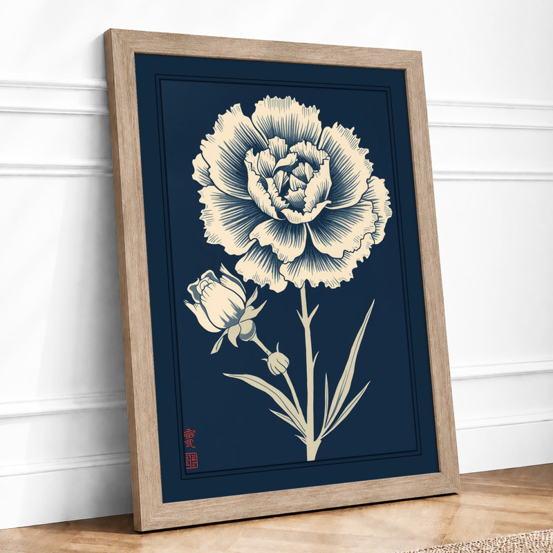 Carnation Study Botanical - Framed Print, A4 - 29.7 x 21.0 cm, Oak