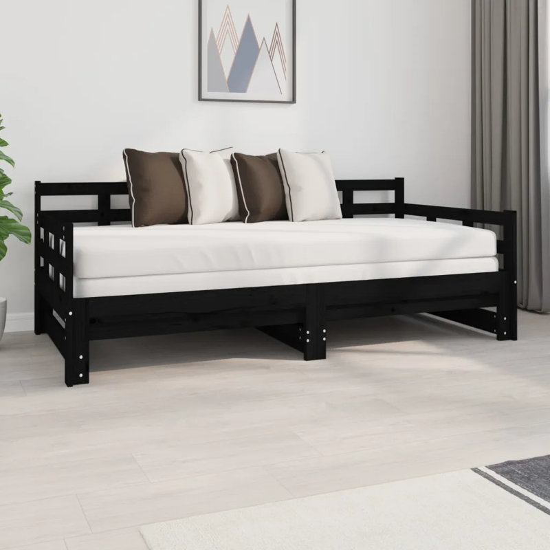 Jorah Solid Wood with Trundle, Single (185.5  x 203.5 cm), Black