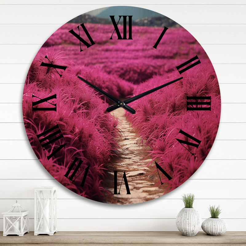 Horloge murale Fushia Blooming Abstraction II, Très grand