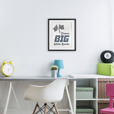 Dream Big Little Racer Framed Print Under Glass, design by Christine Simpson Art