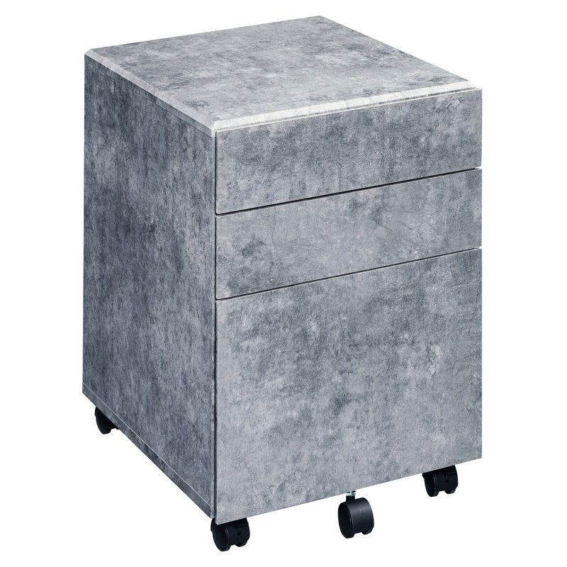 Armoire en faux béton argenté avec 3 tiroirs et fermeture manuelle pour dossiers industriels
