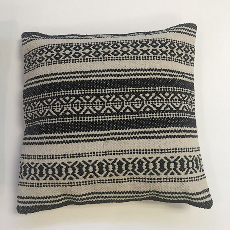 Black and White Cowhide Geometric Square Throw Pillow