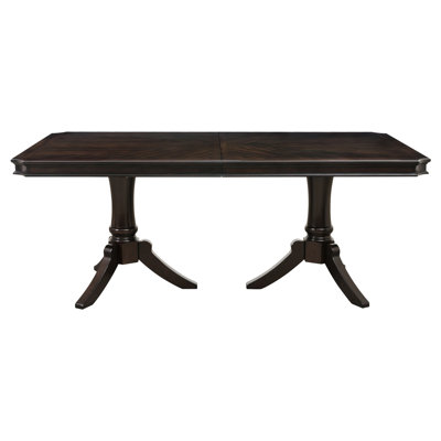 96-inch Rectangular Double Pedestal Base Dining Table - Dark Cherry Finish Wooden Extension Leaf For 8 With In Area 8 Seats