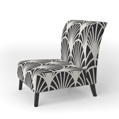 Retro Deco Waves I - Mid-Century Upholstered Slipper Chair