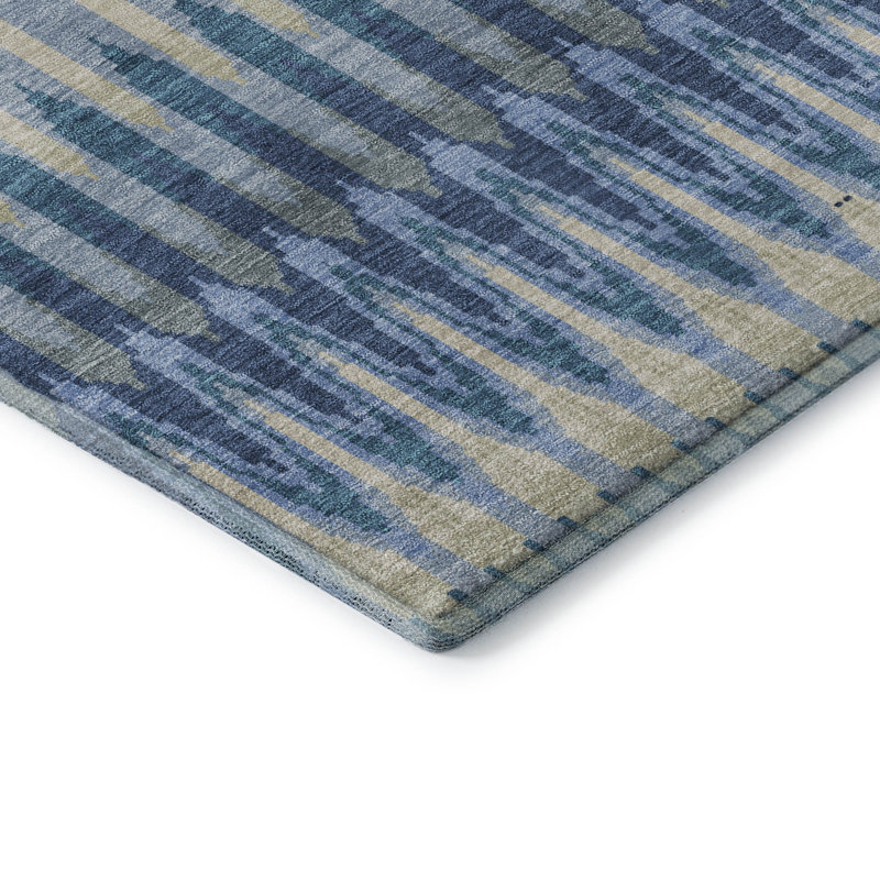Tapis en denim de qualité supérieure lavable à la machine Prisco, Rond 8 pi
