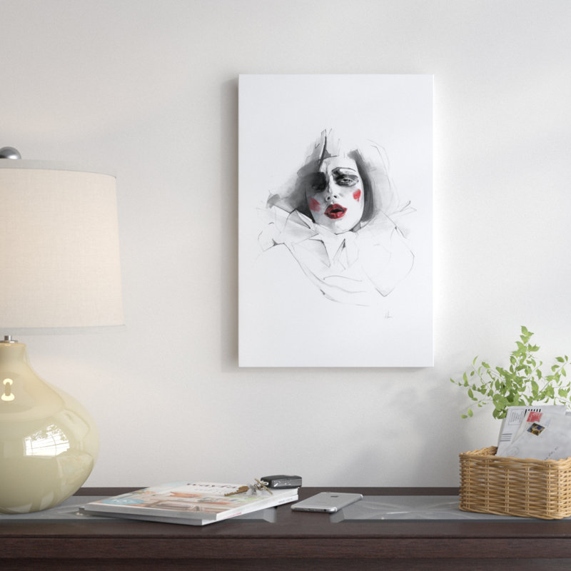 " Red Lips " by Alexis Marcou, 12" H x 8" W x 0.75" D, Wrapped Canvas, No Mat