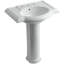 Lavabo de salle de bain piédestal en porcelaine vitreuse avec trop-plein 33,5 po Devonshire®-10941047-19195635