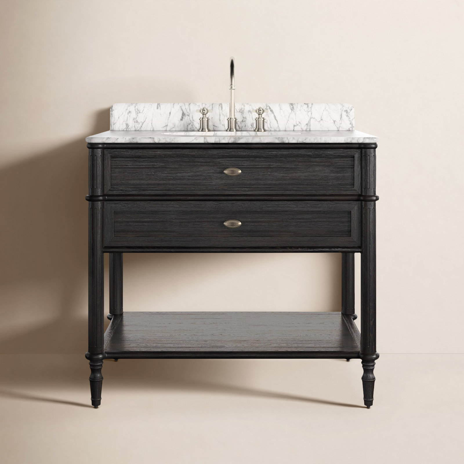 Adelene Single Bathroom Vanity, Satin Black Veneer