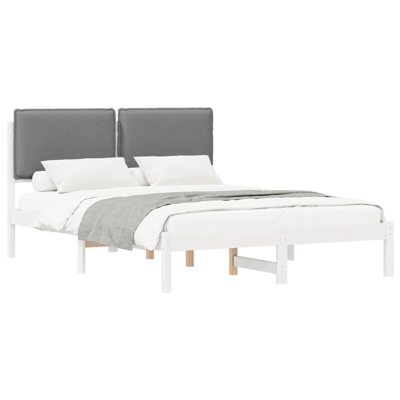 Solid Wood Bed Frame, 120 x 200cm, White/Light Grey