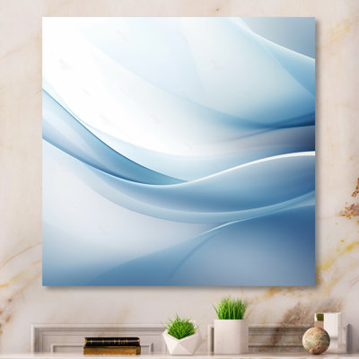 «Blue and White Abstract Fractal Fusion I», impression d'art mural en métal fractal