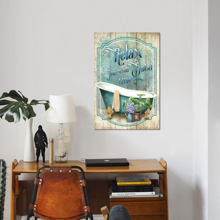 «Your on Bath Time», impression sur toile, H 18 po x l 12 po x P 1,5 po, Toile tendue, Pas de tapis