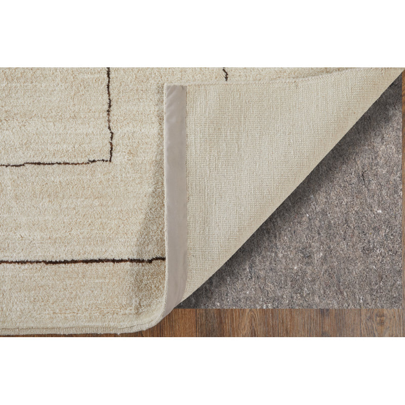 Agape Modern Abstract Ivory Area Rug, Rectangle 5'6" x 8'6"