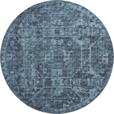 Premium Machine Washable Kelsa AMF41 Navy Rug