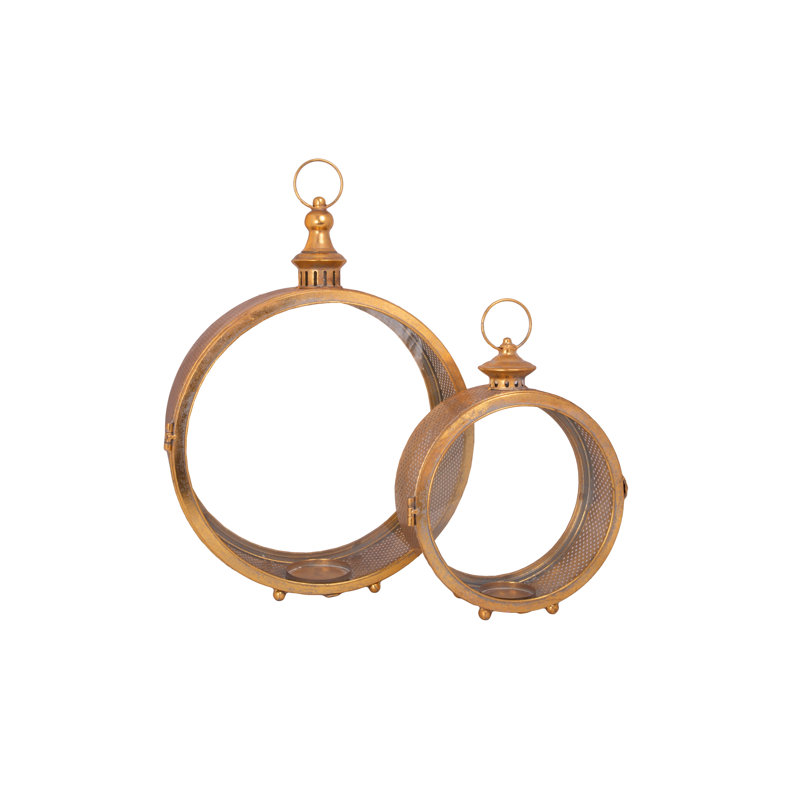 Metal Candle Holder Set Of Two Gold