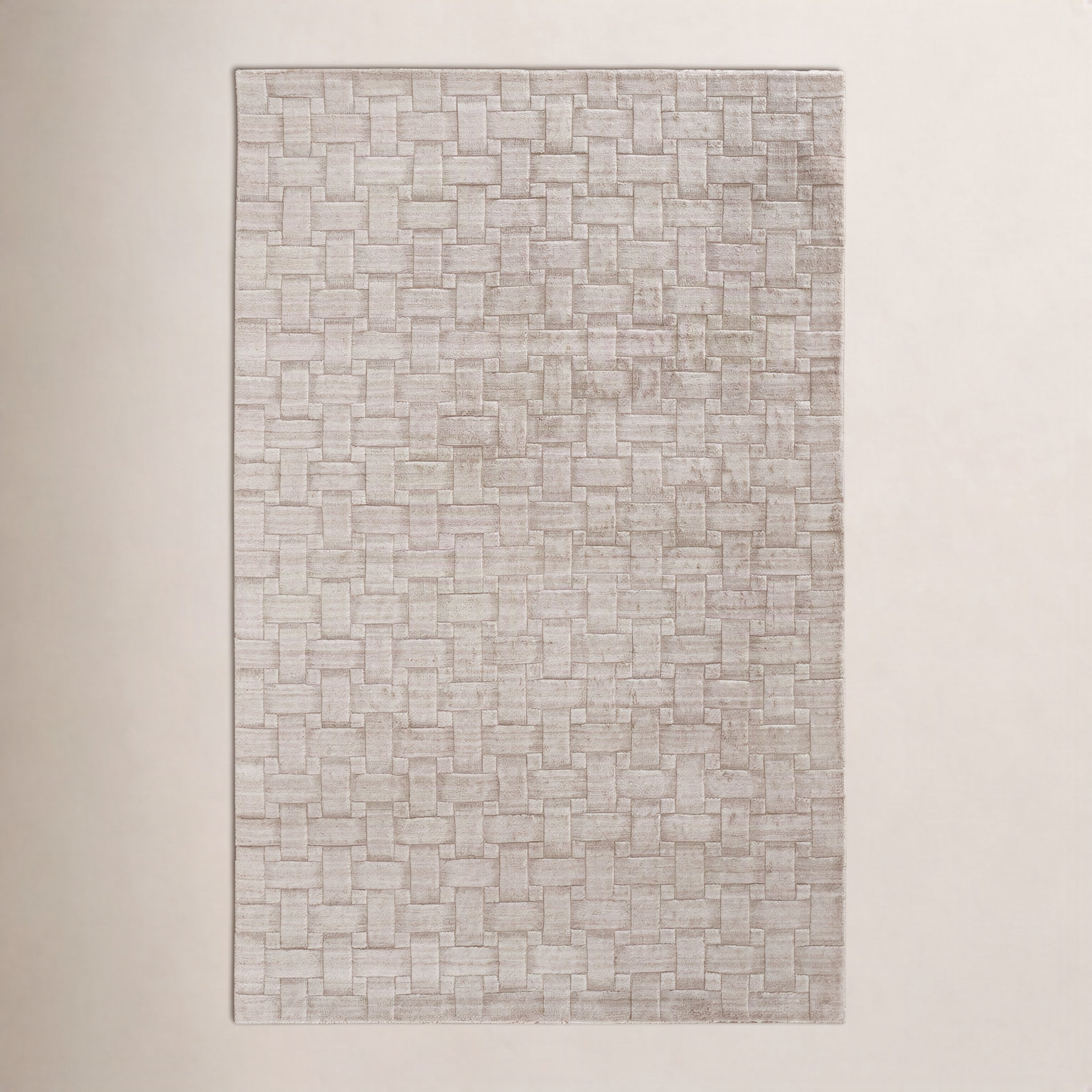 Shanta Beige Hand-Woven Geometric Viscose Rug, Rectangle 12' x 15'