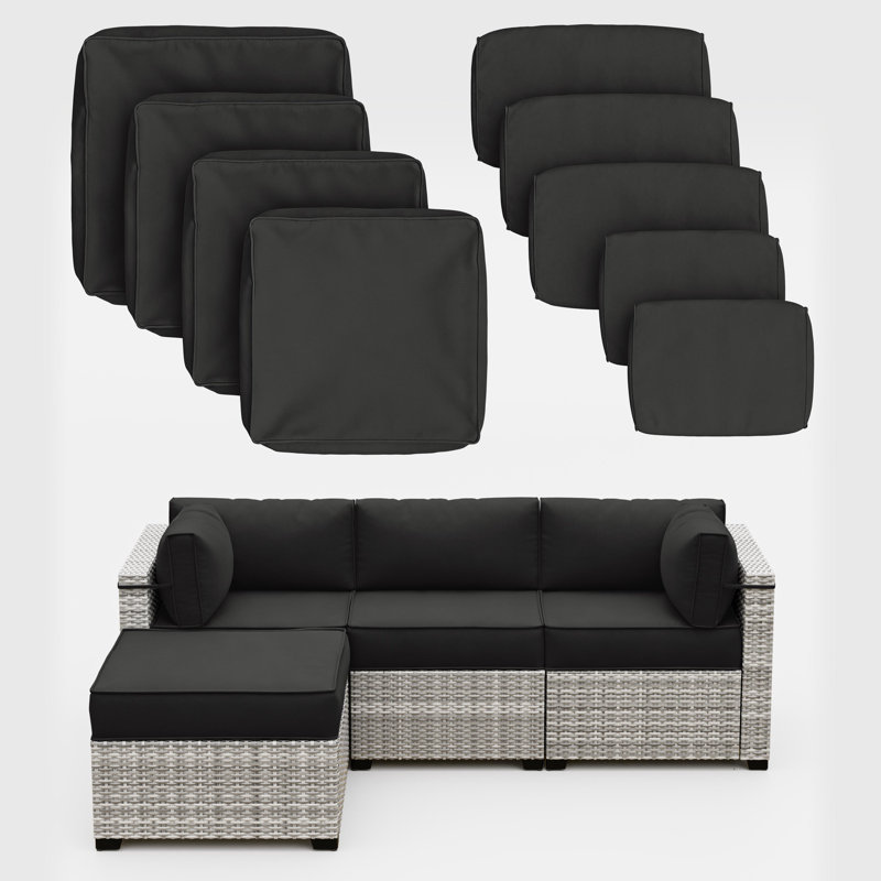 9 Pcs Outdoor Patio Cushions Covers With 4 Size，Covers Only, Black