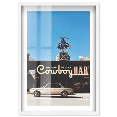 Million Dollar Cowboy in color Shadowbox Print Western Framed Art by Notoriart, White Frame, 37 x 55
