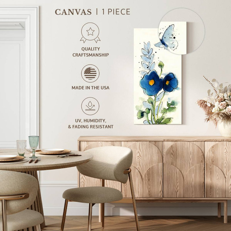 Fleurs indépendantes bleues VI, H 24 po x l 12 po