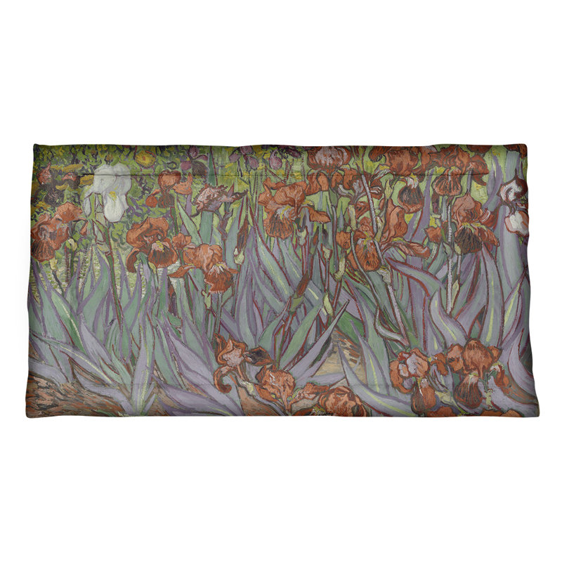 Taie décorative Vincent Van Gogh Irises, Très grand, Microfibre, Rouge / Mauve / Vert
