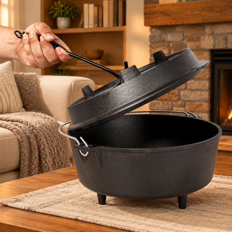 20.9 lb. Matte Black 13.7 " Iron Camping Cookware
