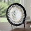 Decorative Charger Plate With Stand, Black And White Ceramic, 18 Inch