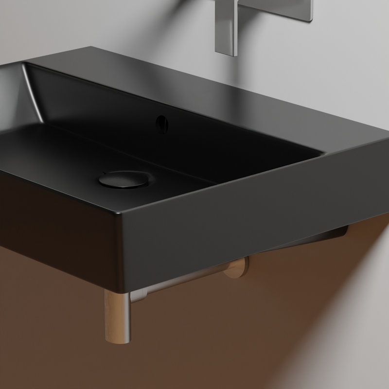 27.6'' L Bathroom Sink, Matte Black, No Faucet Hole