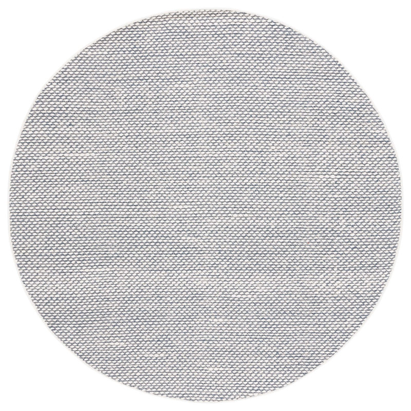 Cace Flat Weave Wool/Cotton Rug in Navy, Round 6'