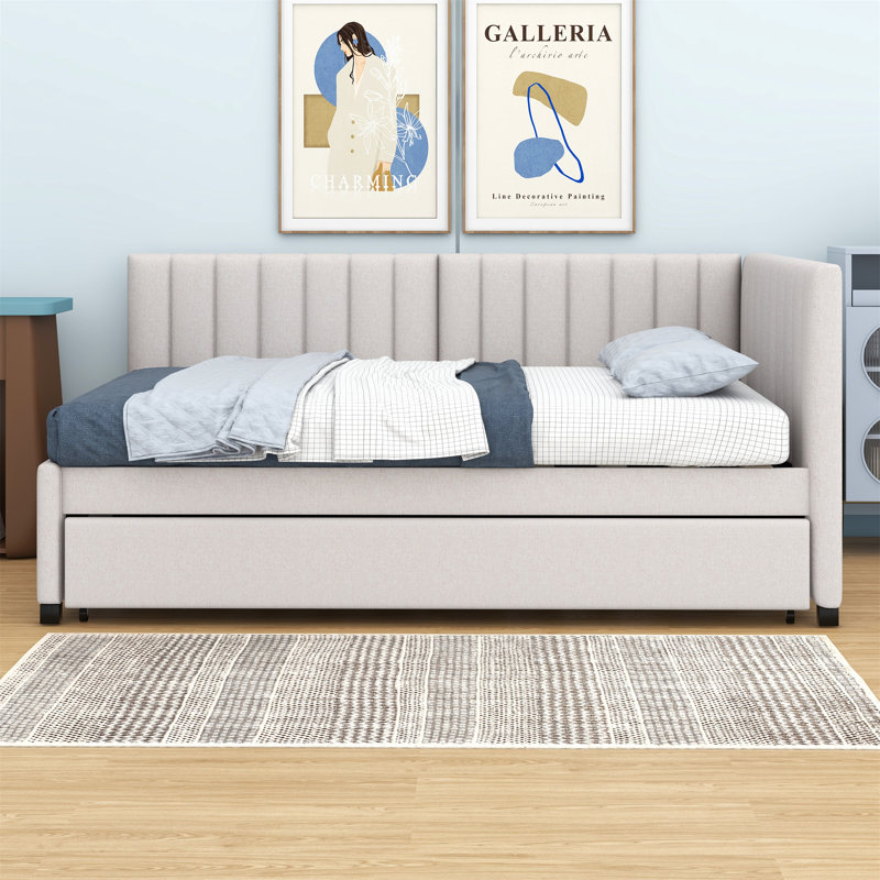 Lit de jour rembourré avec couchette, Beige