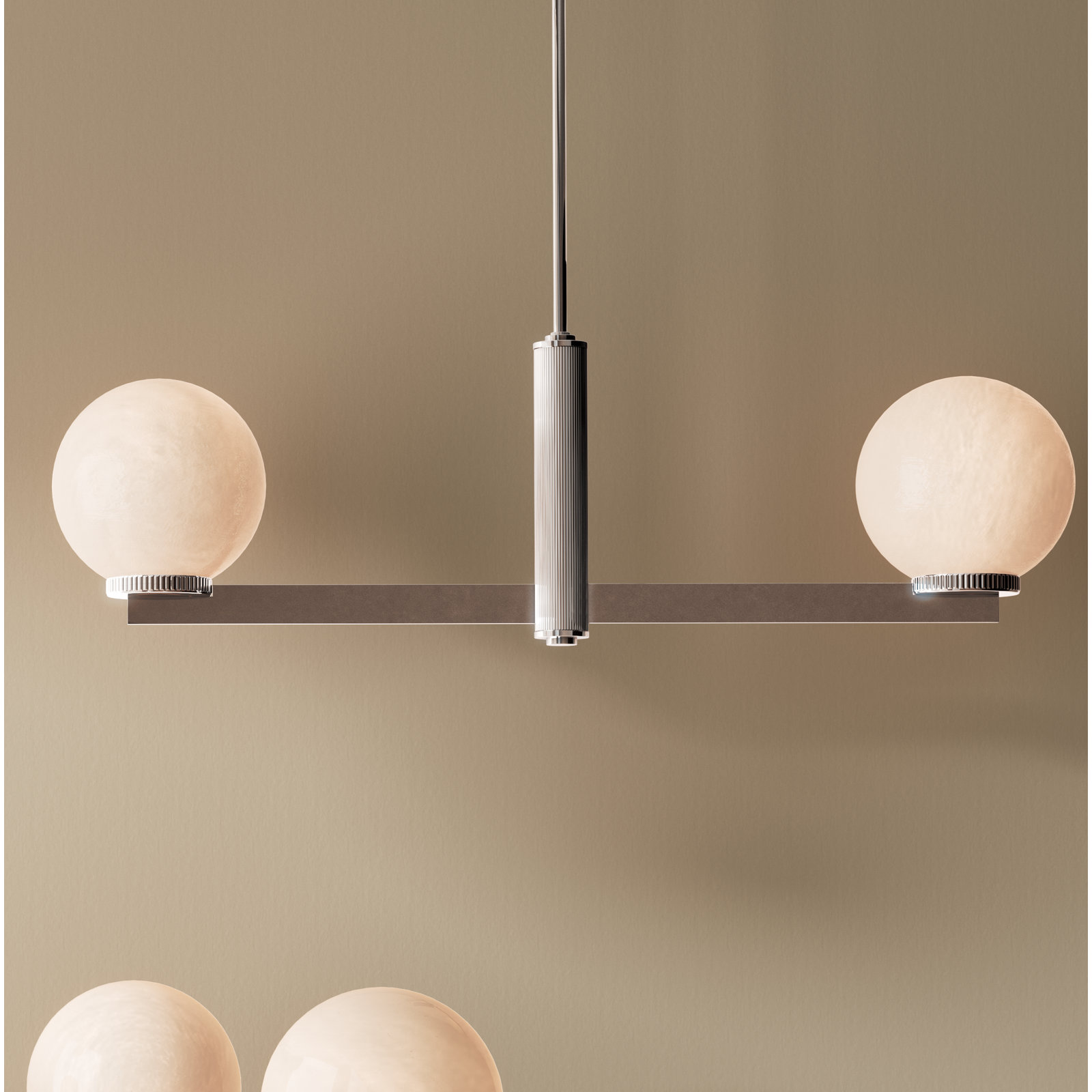 Claudette 2-Light Linear Chandelier, Chrome