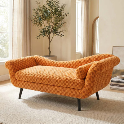 Fauteuil à volutes Timeless avec tissu à motif de losanges pour un confort supérieur
