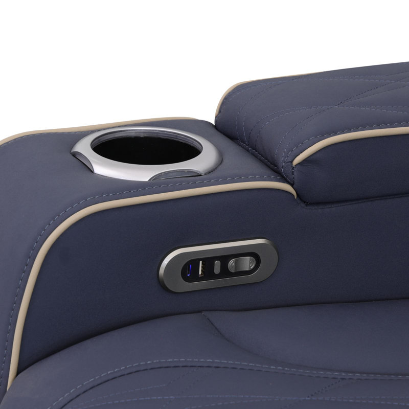 Canapé d'angle inclinable électrique 3 pièces de 190 po avec accoudoirs à double rangement, haut-parleur Bluetooth, console et éclairage DEL