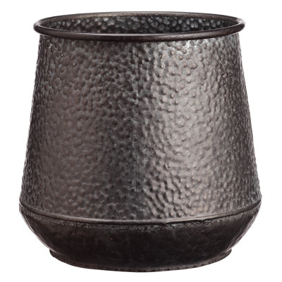 12.2"HX11.6"D TIN PLANTER GY