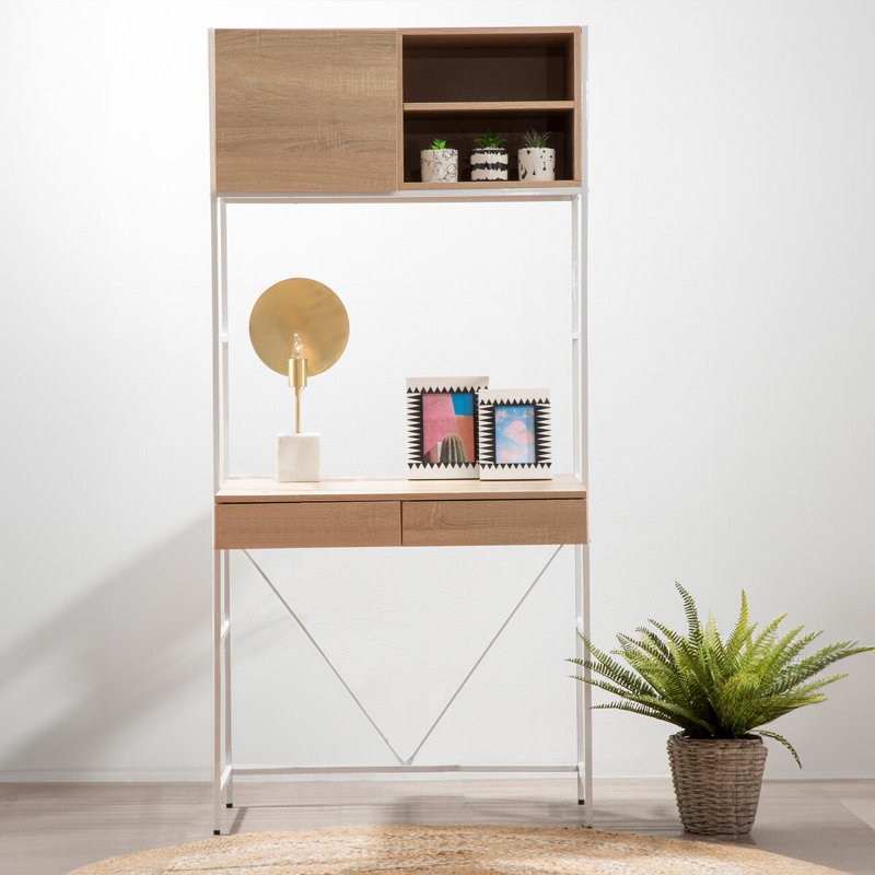 Jermany Computer Desk, Light Brown/White