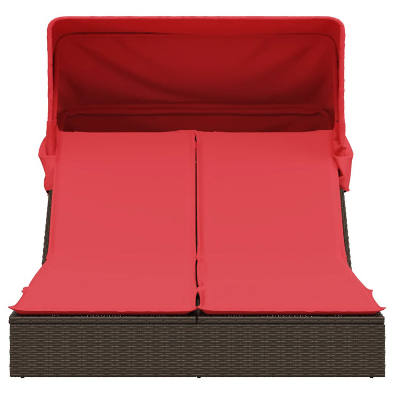  Patio Double Sun Lounger Brown PE Rattan Double, Red, Brown