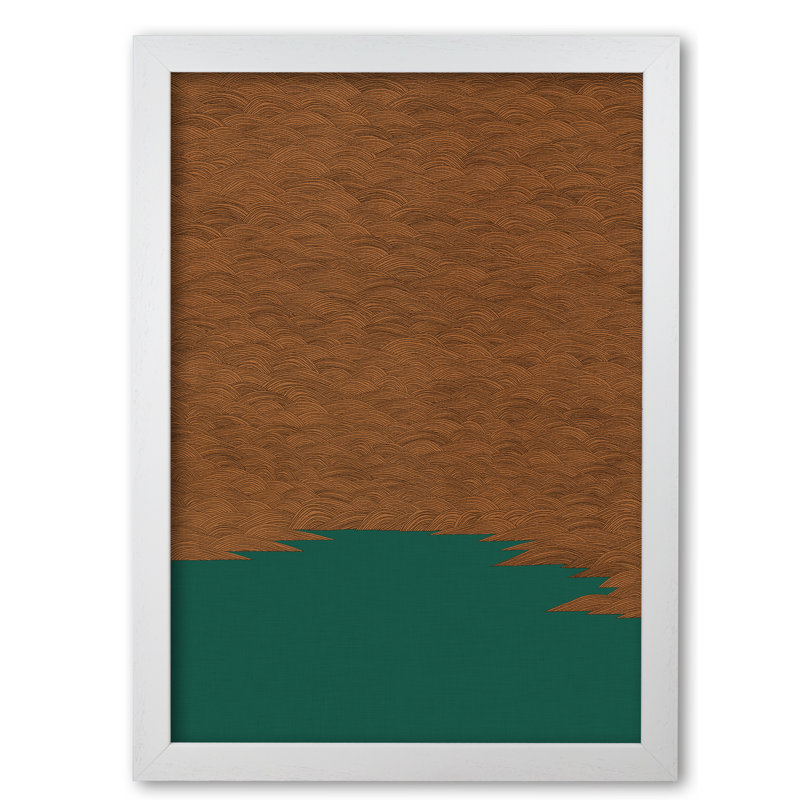 Copper & Green Landscape - Print, 42 cm H x 30 cm W x 5 cm D, White Grain Frame