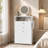 Multifunctional Vanity Desk with LED Lighted Mirror & Rolling Storage Stool, 3-in-1 Convertible Dressing Table/Nightstand/Office Desk for Bedroom