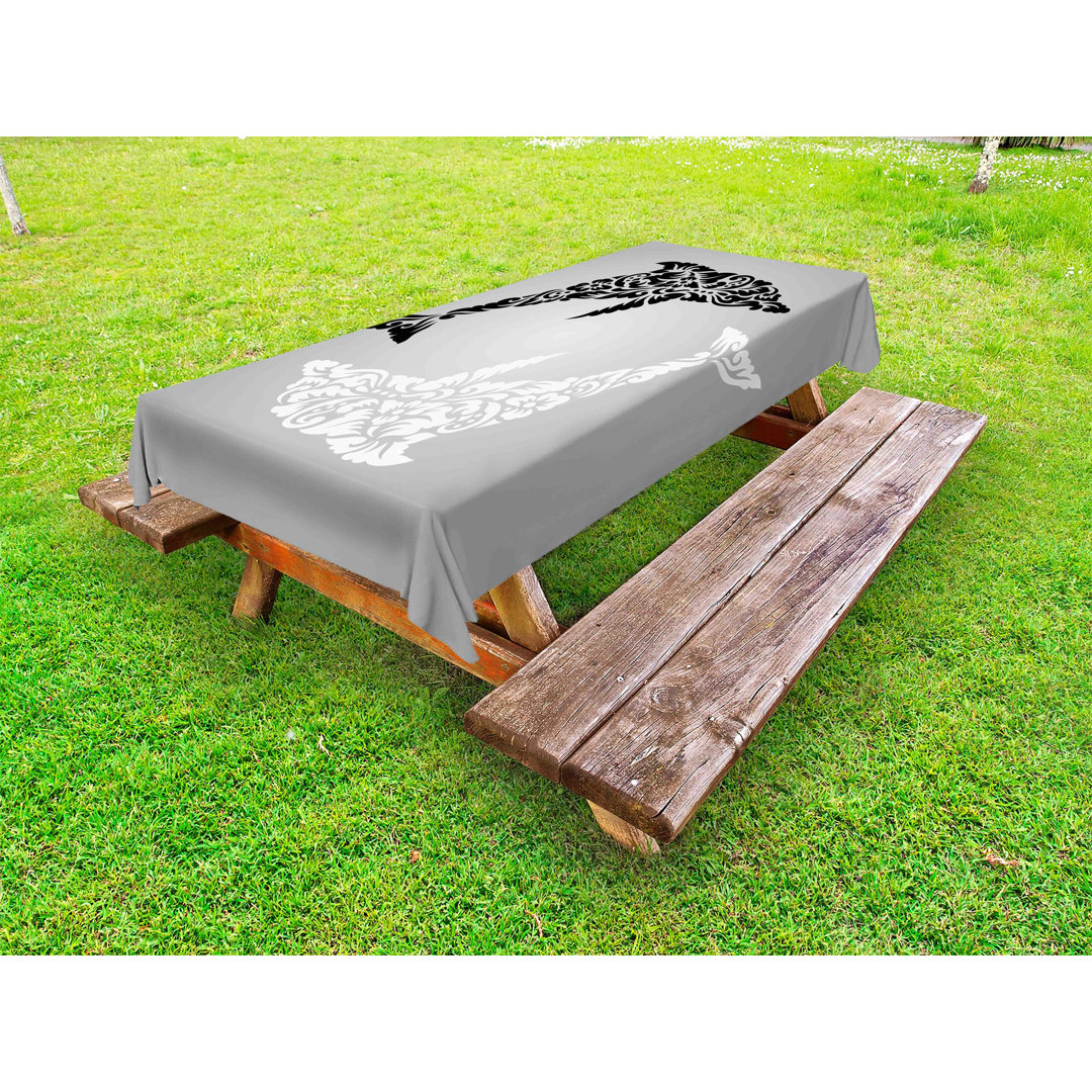 Darcus Outdoor tablecloth, monochrome subaquatic, pale gray black white