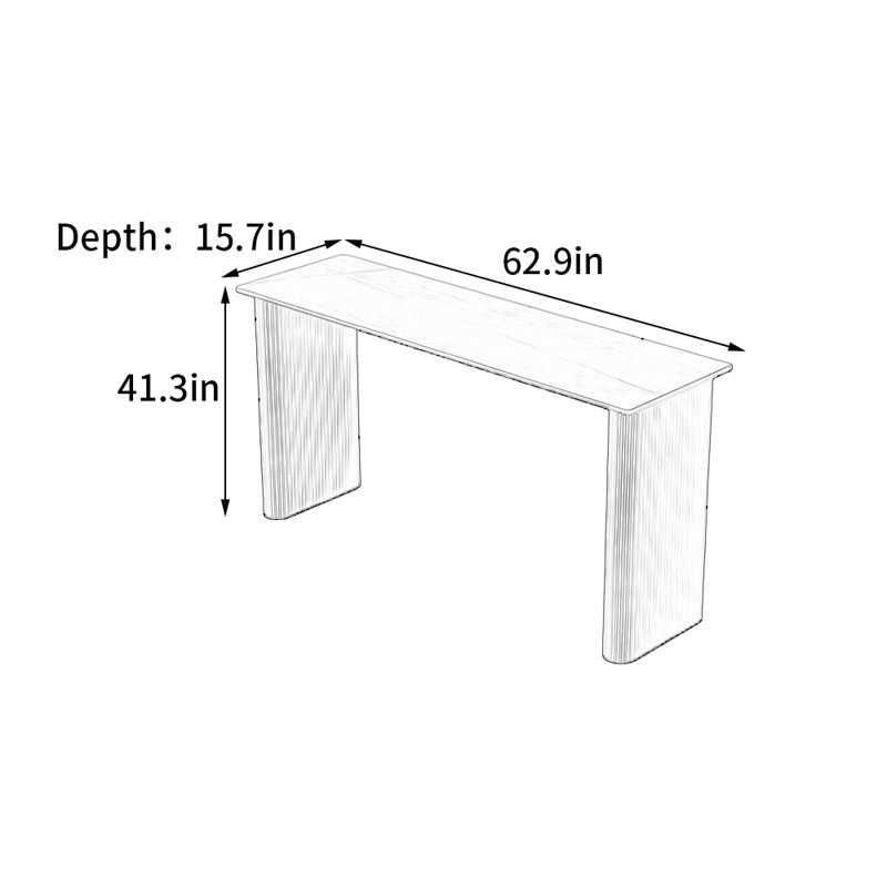 Table de bar moderne, H 41,3 po x l 62,9 po x P 15,7 po, Doré, Blanc neigeux