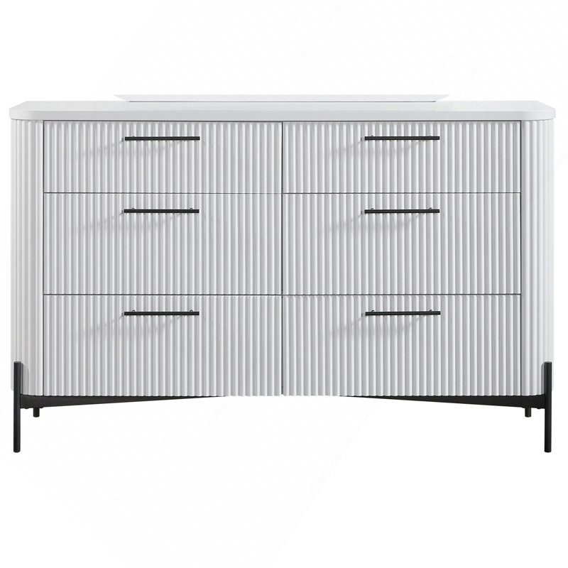 Commode 6 tiroirs de style contemporain, Blanc
