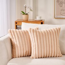 Sugar Vegan Washable Cozy Haze Tan Faux Fur Decorative Lumbar Pillow, Decorative  Pillows