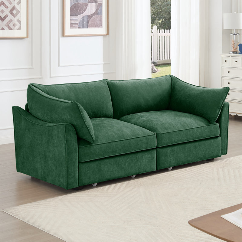 Causeuse avec 2 tiroirs de rangement coulissants, Vert