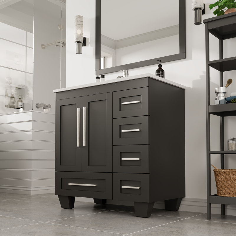 Ensemble de meuble-lavabo double 72 po Keighley, Quartz - blanc de Carrare, Espresso