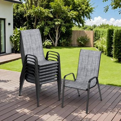 Melisa Patio Chairs Set Of 8, Outdoor Textilene Stackable Dining Chairs （Set of 8）