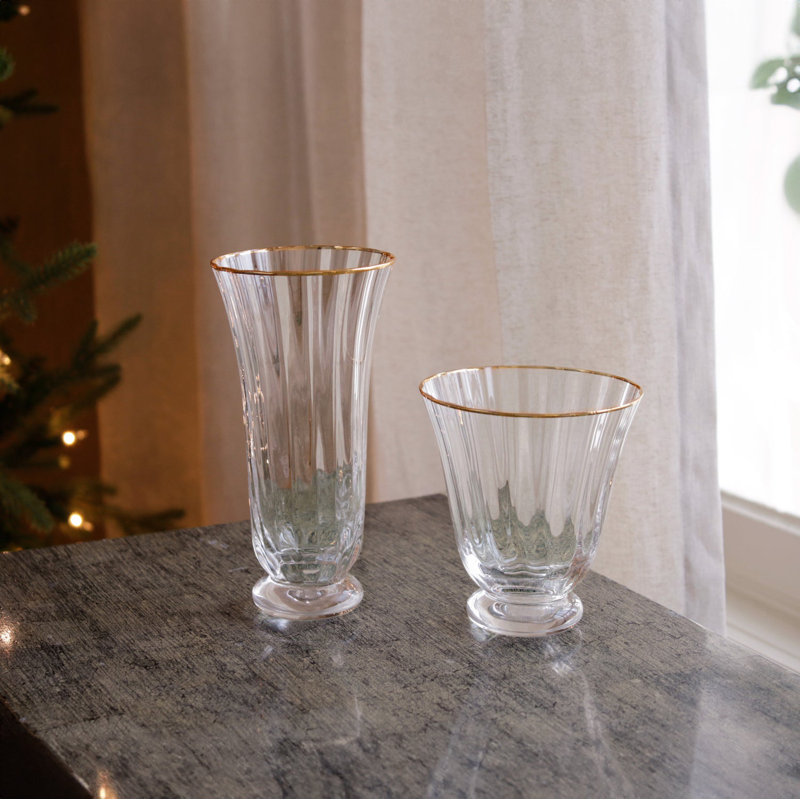 Ensemble de 4 flûtes sans pied avec bordure dorée GLASS Audrey (transparent et doré) 10 oz liq.