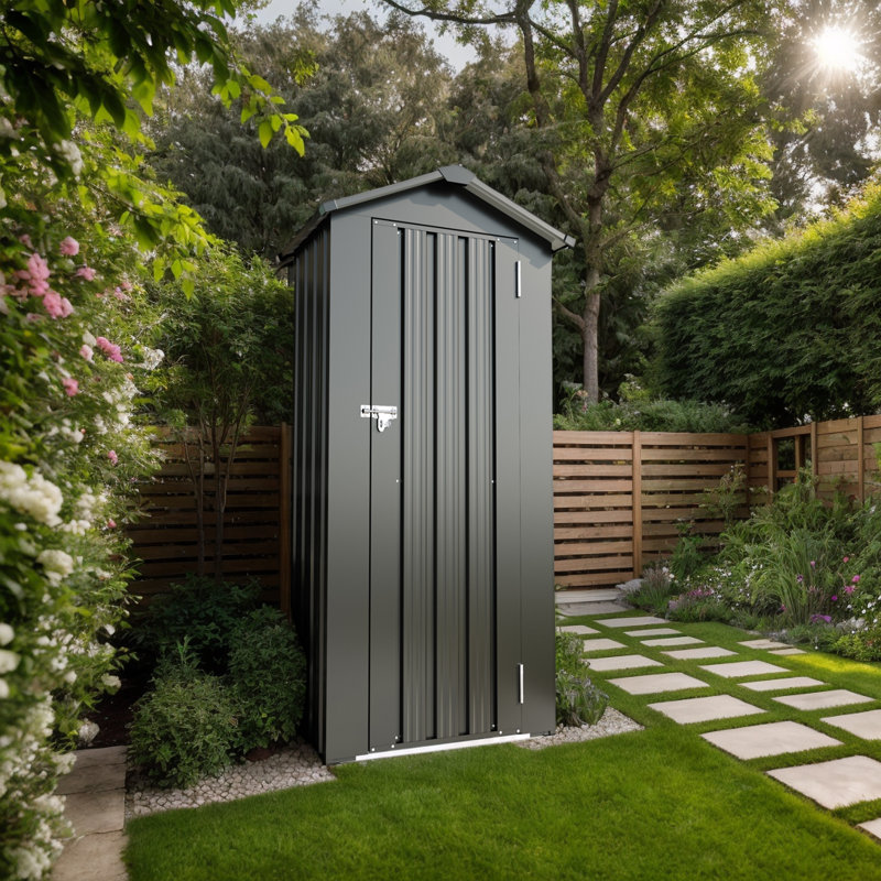 Small Metal Compact Garden Shed, Galvanized Iron with Waterproof Design & Solid Lock System