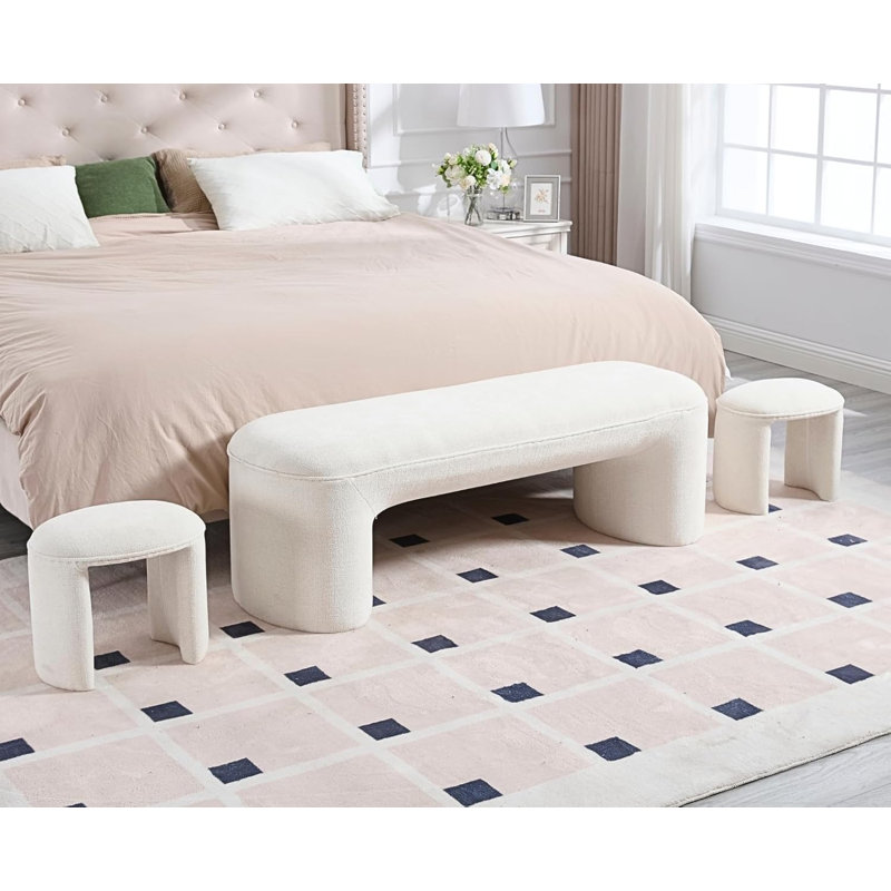 Banc de 53 po avec repose-pieds en chenille moderne avec repose-pieds