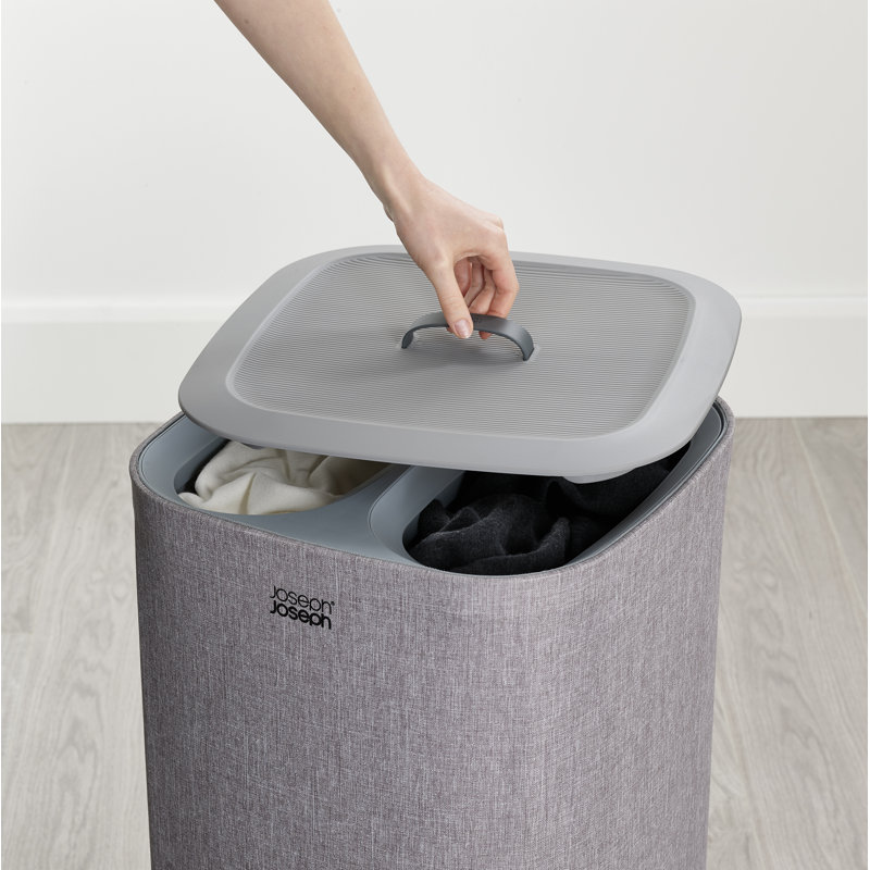 Joseph Joseph Tota Laundry Hamper Separation Basket with Lid, Grey, 60-Litre (15.75"  x 15.75" x 28")