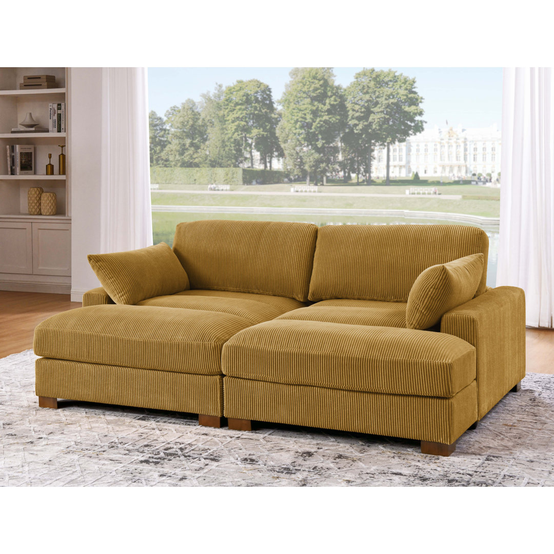 Mordecai 90" Square Arm Sofa Etta Avenue™ Upholstery Color: Yellow
